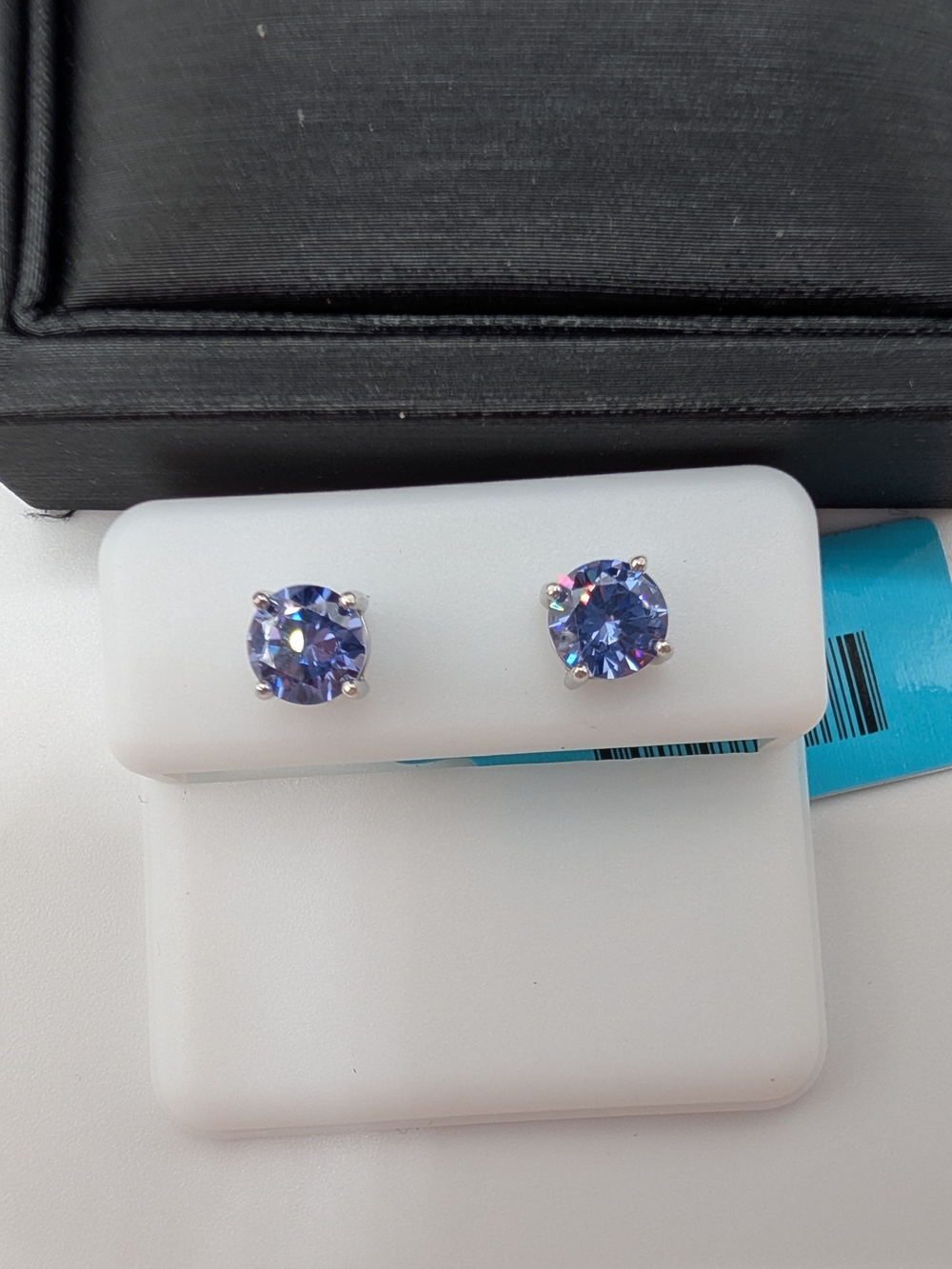 Sterling Silver 6mm Tanzanite CZ Stud Earrings Solitaire 1.56 CTTW New